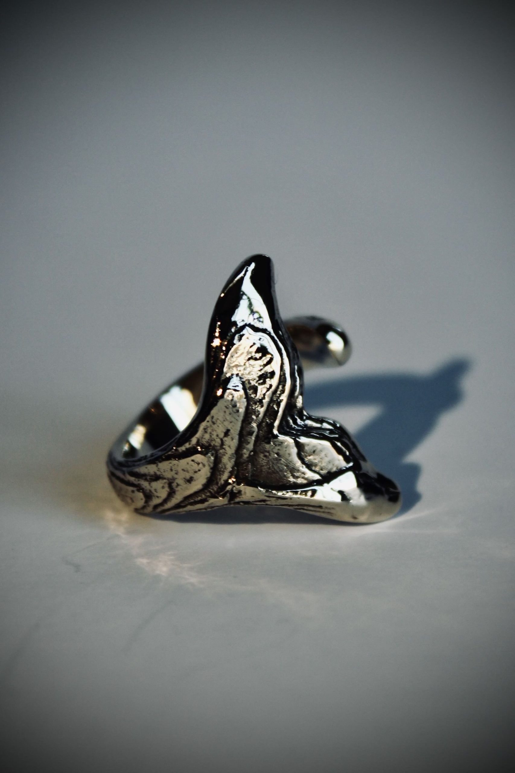 Cuttlefish Textured Whale Tail Ring - Brass - Image 3